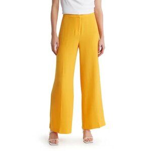 Nanette Lepore Size 14 Apricot High-Waisted Wide Leg Full Length Crepe Pants NWT